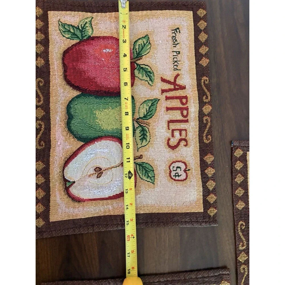 Vintage Table Placemats Apple Tapestry Cottagecore Set of 5 Granny Fresh Picked
